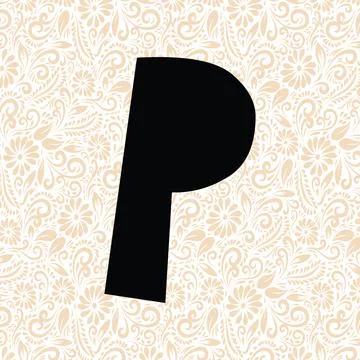 Funny Alphabet P UPPER , Black alphabet vector, alphabet vector Stock Illustration