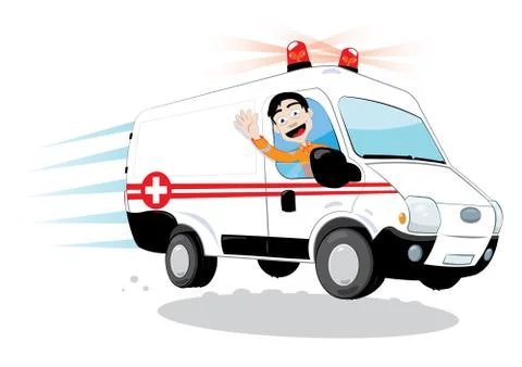 Funny ambulance driver Stock Illustration