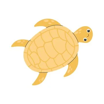 Funny amusing sea turtle on white background. Stock Illustration
