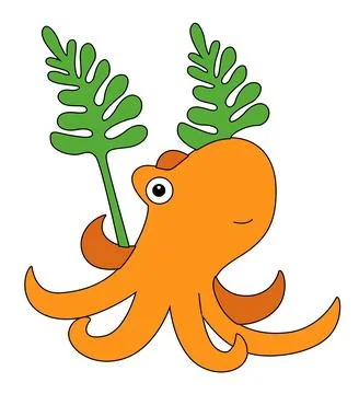 Funny and beautiful octopus vector illustration Stock Illustration