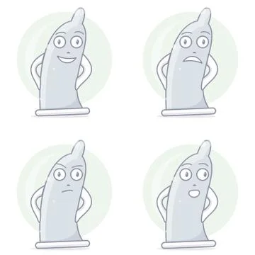 Funny and comic condom character. Vector illustration. Stock Illustration