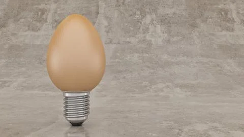Funny and crazy egg looking like electric bulb. 3d Rendering Stock Illustration