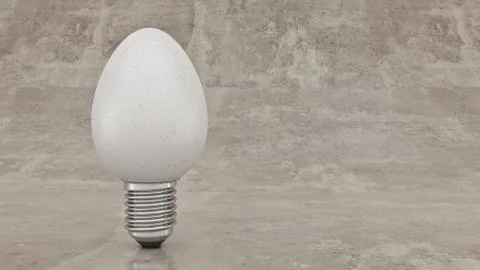 Funny and crazy egg looking like electric bulb. 3d Rendering Stock Illustration