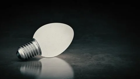 Funny and crazy egg looking like electric bulb. 3d Rendering Stock Illustration