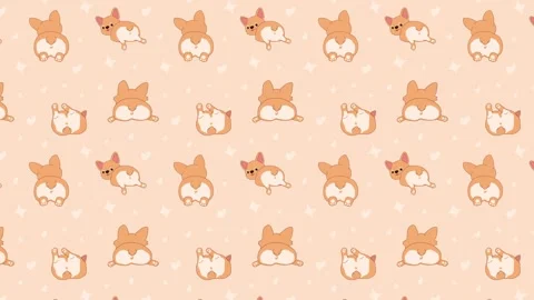 Funny and Cute Corgi Butts. Heart Design Dog Characters Stock Footage 313188041