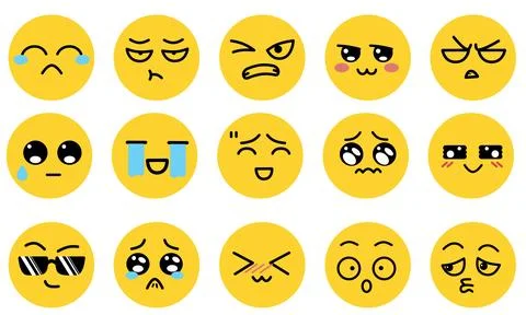 Funny and cute expression face Stock Illustration