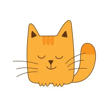 Funny and cute square ginger smiling cat in isolated on white background 스톡 일러스트