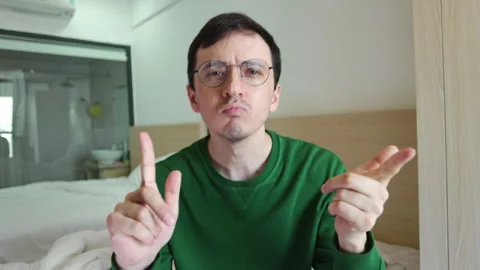 Funny and eccentric man with glasses Video stock 337366073