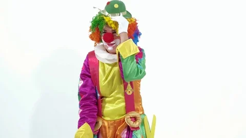 Funny and pretty clown making faces in front of the camera Stock-Footage 70508124