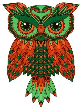 Funny and serious big owl Illustrazione stock