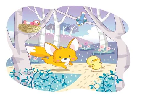 Funny animals playing in the park Illustrazione stock