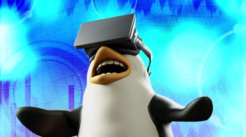 Funny animated penguin with glasses virtual reality Stock-Footage 63945150