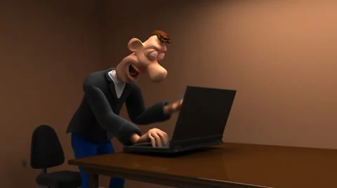 Funny animation with a laptop Stock Footage 32277425