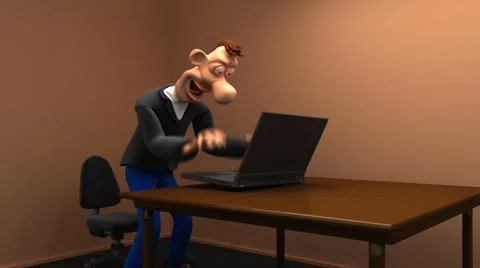 Funny animation with a laptop Stock Footage 32941142