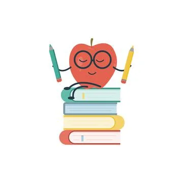 Funny apple student Stock Illustration