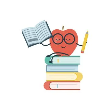 Funny apple student Stock Illustration