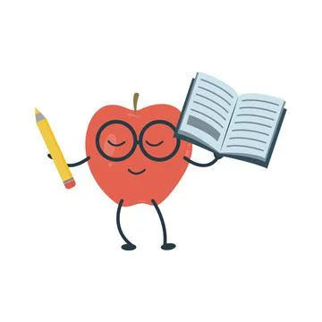 Funny apple student Stock Illustration