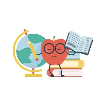 Funny apple student Stock Illustration