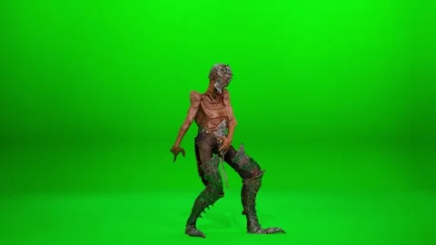 Funny Armed Orc Green Screen Dance Stock Footage 319523812