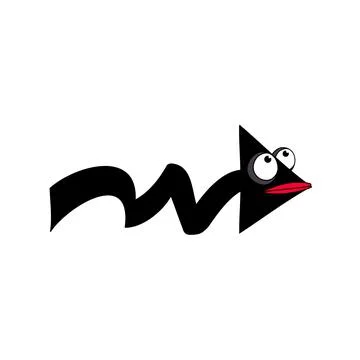 Funny arrow pointer. A cursor with cartoon-style eyes. Vector illustration Stock Illustration