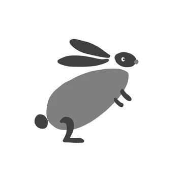 Funny Art Rabbit isolated on white for your design Stock Illustration