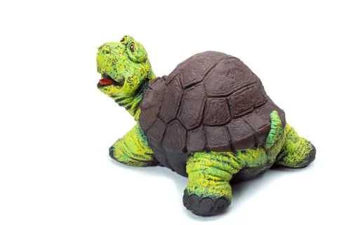 Funny artificial turtle garden concrete figure for backyard. Stock Photos