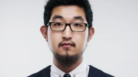 Funny Asian man silly string face slow motion wedding photo booth series Stock Footage 50128135