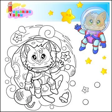 Funny astronaut cat Stock Illustration