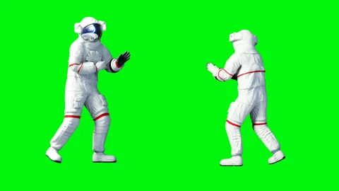 Funny astronaut dancing . Green screen. Realistic 4k animation. Stock Footage 88720922