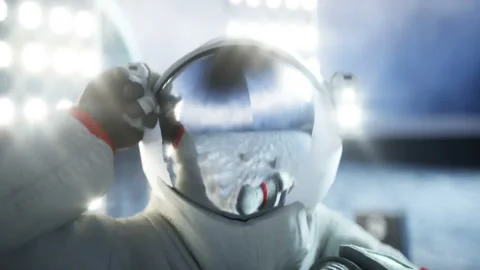 Funny astronaut dancing on the moon. Realistic 4k animation. Stock Footage 88742667