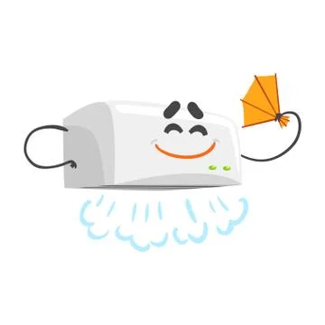 Funny automatic hand dryer character with smiling face, humanized home Stock Illustration