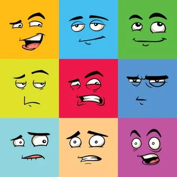 Funny avatars, emoji flat vector illustrations set Stock Illustration