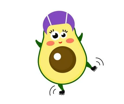 Funny avocado on rollers. Cartoon. Vector. Stock Illustration