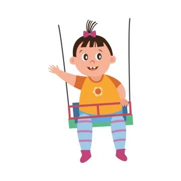 Funny baby brain development and swinging, flat cartoon vector illustration Stock Illustration