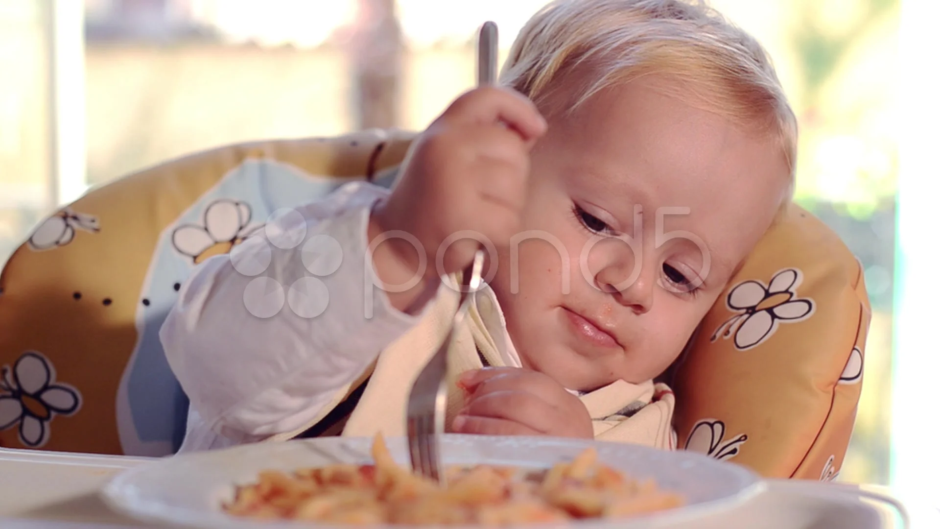 Stock Video Funny Baby Eating Pasta 32167989 Pond5