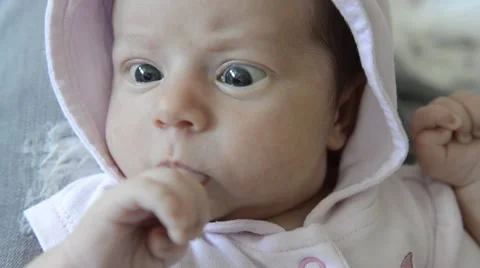 Funny baby's face. Stock Footage 47843939