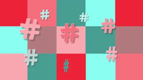 Funny background with dancing and moving hashtags web and communication signs. Stock Footage 140007022