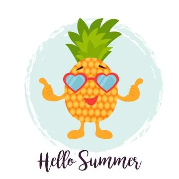 Funny background with pineapple in sunglasses Stock Illustration