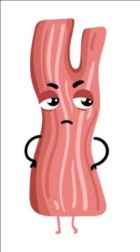 Funny bacon slice isolated cartoon character Stock Illustration