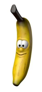 Funny banana with comic face - 3d cartoon illustration Stock Illustration