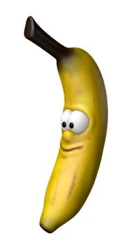 Funny banana with comic face - 3d cartoon illustration Stock Illustration