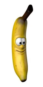 Funny banana with comic face - 3d cartoon illustration Stock-Illustration