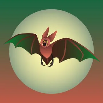 Funny bat on black background Stock Illustration