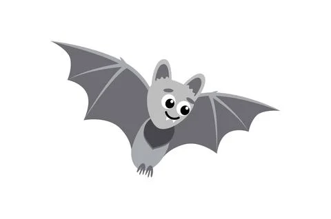 Funny bat. Cute bat. Flat, cartoon, vector Stock Illustration