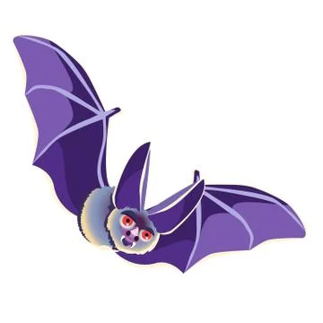 Funny bat isolated on white background. Vector cartoon close-up illustration. Stock Illustration