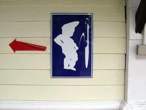 Funny bathroom sign in phi phi islands in thailand Stock Photos