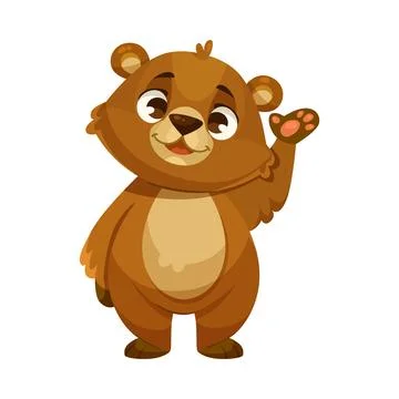 Funny Bear Cub with Cute Snout Wave Paw Vector Illustration Stock Illustration