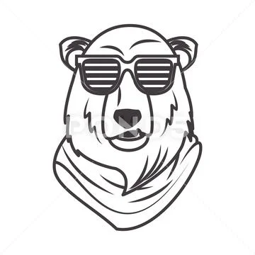 Funny bear grizzly with sunglasses cool style Illustration #126135096