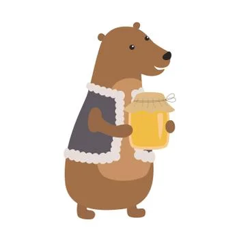 Funny bear with honey Stock Illustration