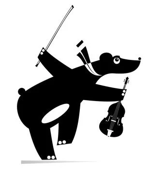 Funny bear playing violing Stock Illustration
